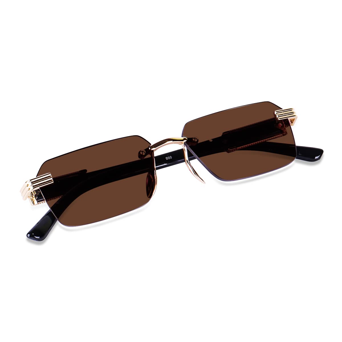 Dervin Rectangular Rimless Sunglasses for Men and Women (Brown)